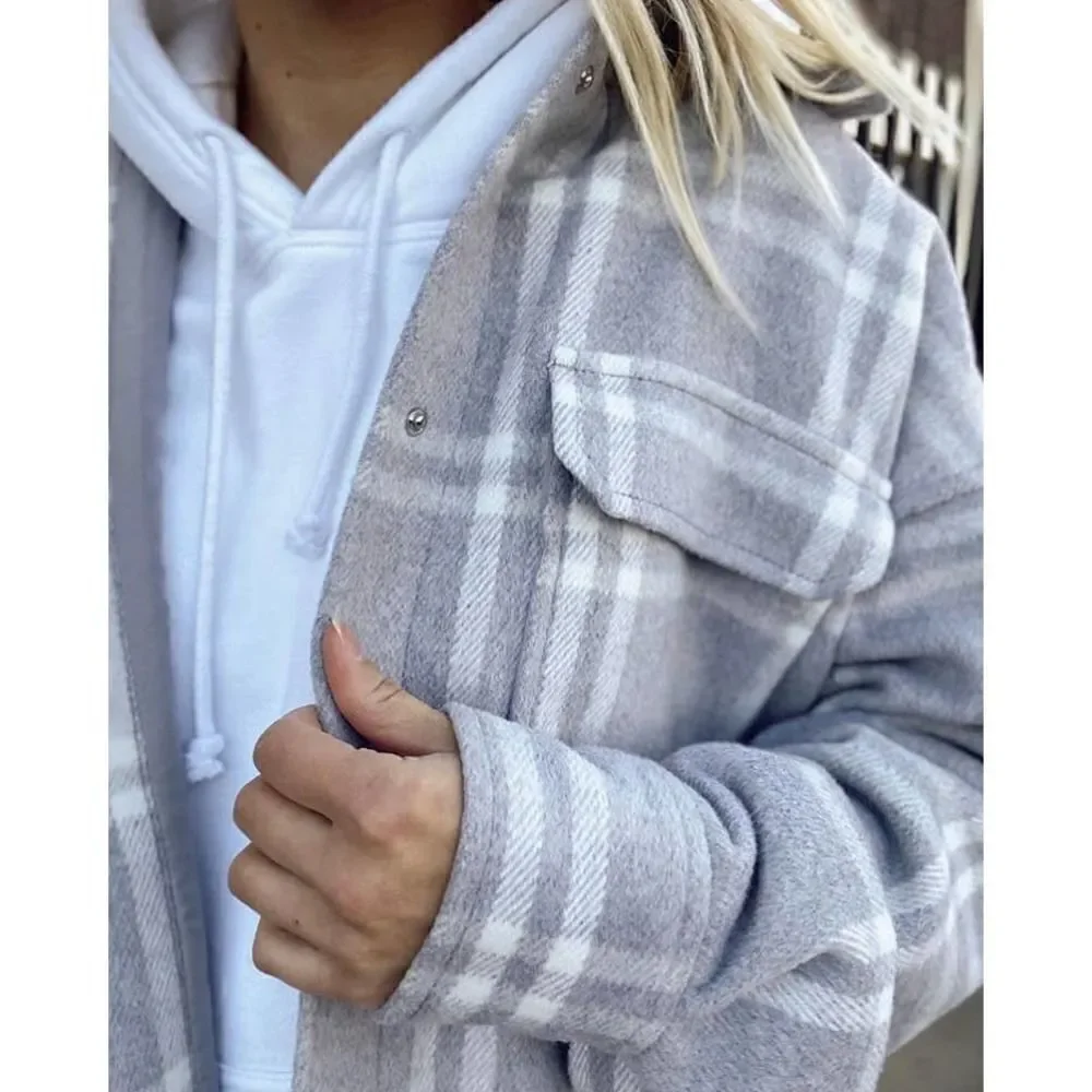 Felted Shirt Jacket Shacket H&M New
